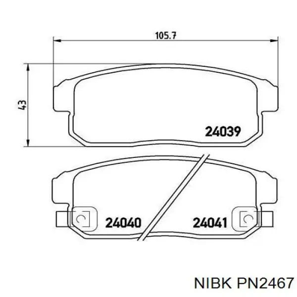 PN2467 Nibk Sapatas do freio traseiras de disco