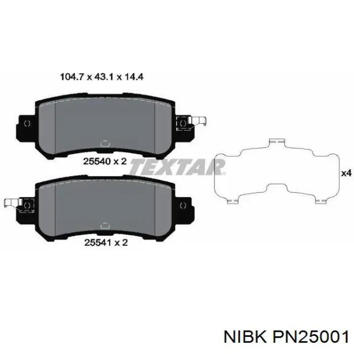 Sapatas do freio traseiras de disco PN25001 Nibk
