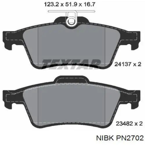 Sapatas do freio traseiras de disco PN2702 Nibk