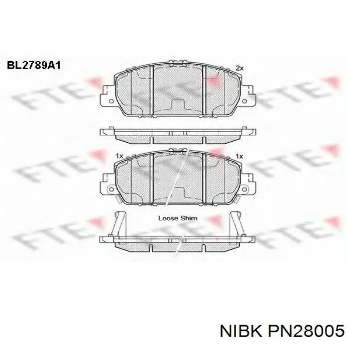 Sapatas do freio dianteiras de disco PN28005 Nibk