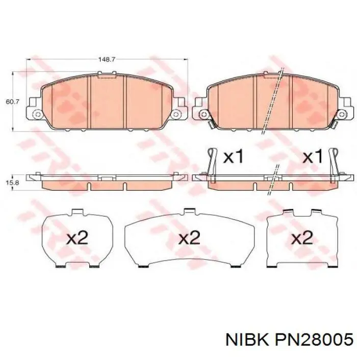 PN28005 Nibk Sapatas do freio dianteiras de disco