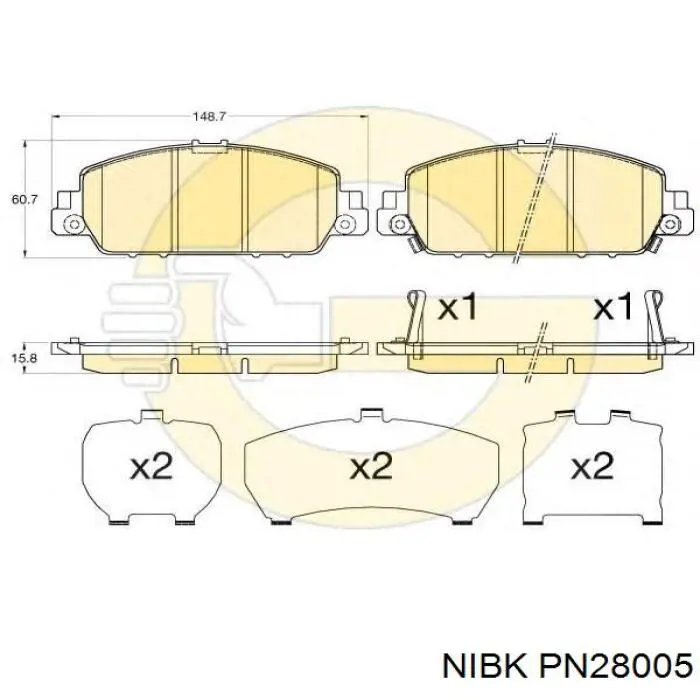 Sapatas do freio dianteiras de disco PN28005 Nibk