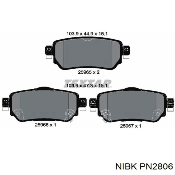 Sapatas do freio traseiras de disco Nibk PN2806