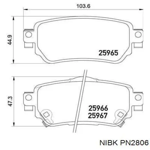 PN2806 Nibk Sapatas do freio traseiras de disco