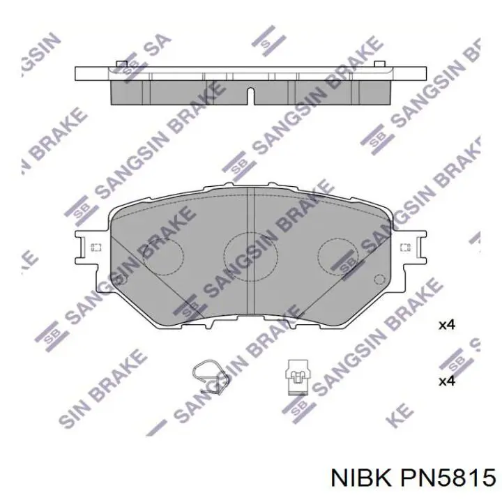 Sapatas do freio dianteiras de disco Nibk PN5815