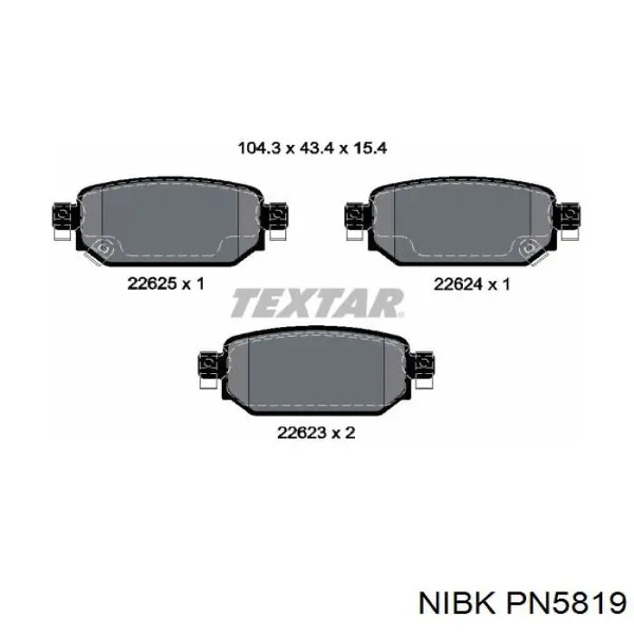 PN5819 Nibk Sapatas do freio traseiras de disco