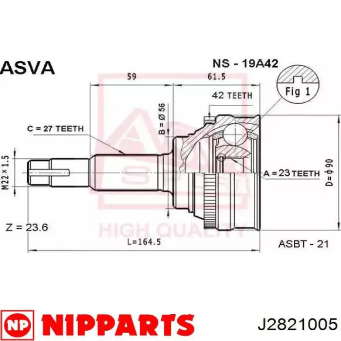 Compre J2821005 Nipparts Junta homocinética externa dianteira