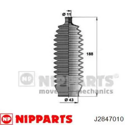 Bota de proteção do mecanismo de direção (de cremalheira) Nipparts J2847010 preço, a partir de 15,83 USD