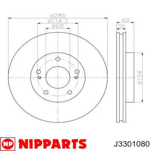Compre J3301080 Nipparts Disco do freio dianteiro