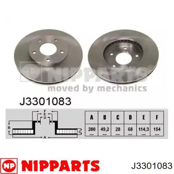 Disco do freio dianteiro Nipparts J3301083 preço, a partir de 54,35 USD