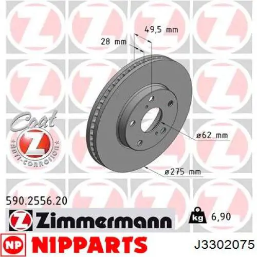 Compre J3302075 Nipparts Disco do freio dianteiro