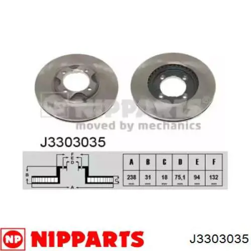 Disco do freio dianteiro Nipparts J3303035 preço, a partir de 25,10 USD
