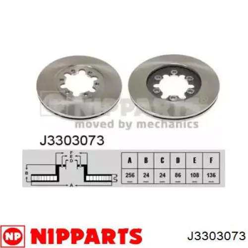 Disco do freio dianteiro Nipparts J3303073 preço, a partir de 50,86 USD