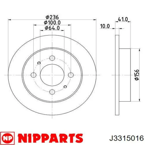 Compre J3315016 Nipparts Disco do freio traseiro