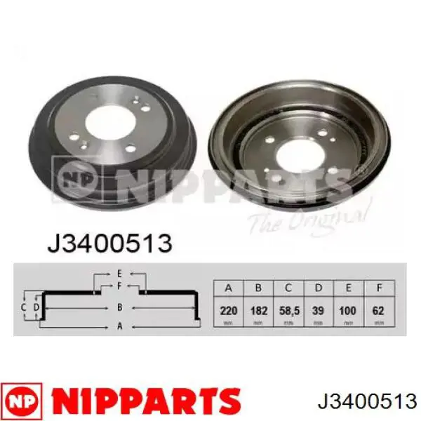 Tambor do freio traseiro Nipparts J3400513 preço, a partir de 42,13 USD