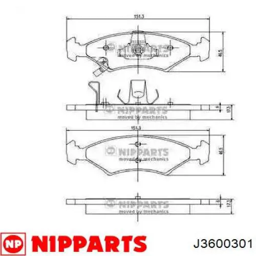Sapatas do freio dianteiras de disco Nipparts J3600301 preço, a partir de 27,13 USD