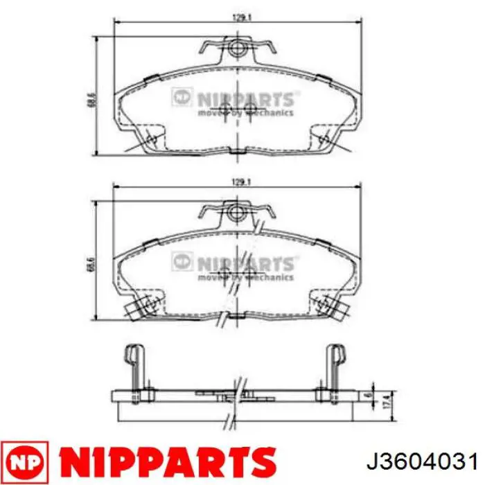 Compre J3604031 Nipparts Sapatas do freio dianteiras de disco