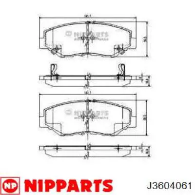 Compre J3604061 Nipparts Sapatas do freio dianteiras de disco