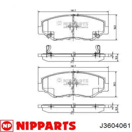 Sapatas do freio dianteiras de disco Nipparts J3604061 preço, a partir de 38,62 USD