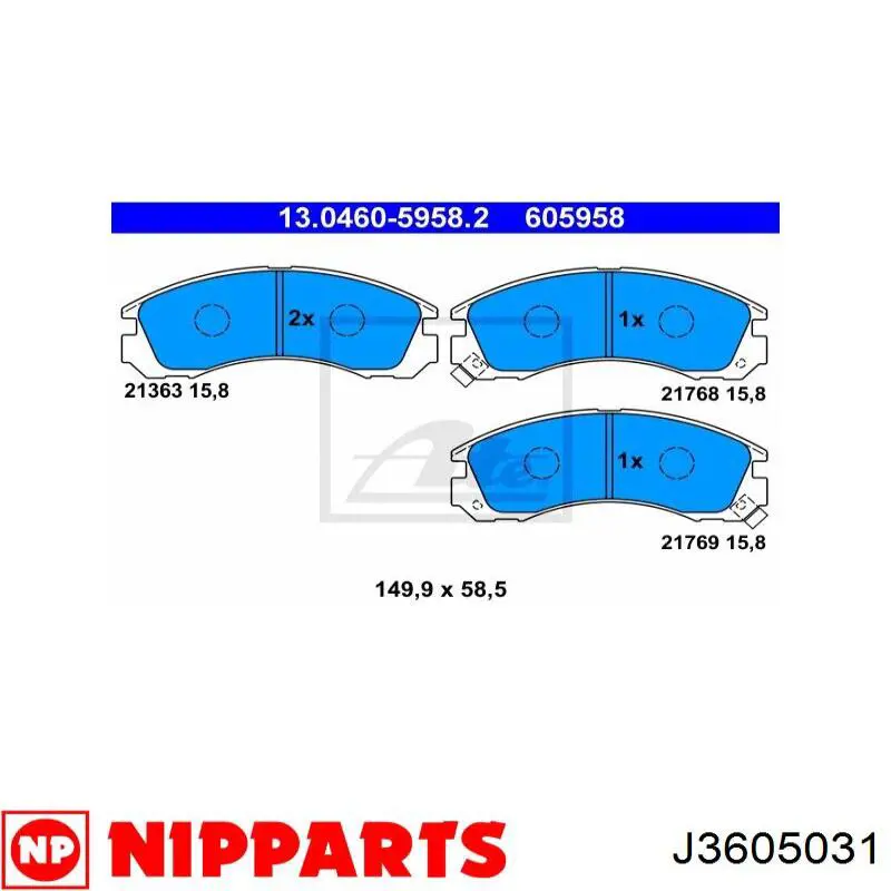 Compre J3605031 Nipparts Sapatas do freio dianteiras de disco