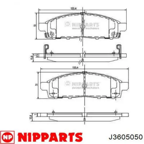 Sapatas do freio dianteiras de disco Nipparts J3605050 preço, a partir de 50,83 USD