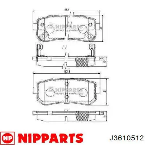 Sapatas do freio traseiras de disco Nipparts J3610512 preço, a partir de 24,23 USD