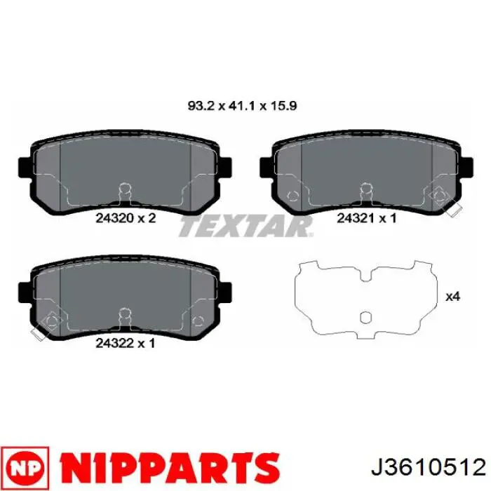 Compre J3610512 Nipparts Sapatas do freio traseiras de disco