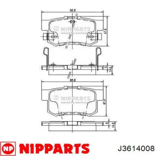 Sapatas do freio traseiras de disco Nipparts J3614008 preço, a partir de 24,19 USD