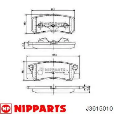 Compre J3615010 Nipparts Sapatas do freio traseiras de disco