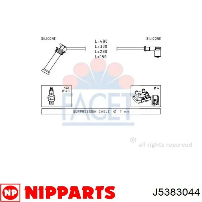 Compre J5383044 Nipparts Fios de alta voltagem, kit