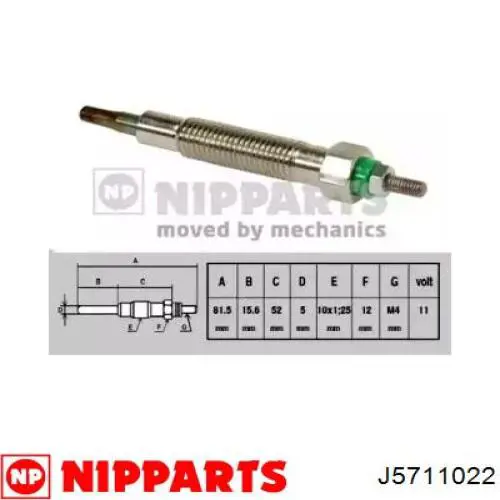 Vela de incandescência Nipparts J5711022 preço, a partir de 16,55 USD