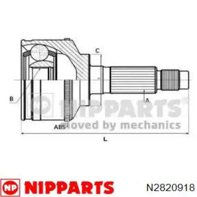 Junta homocinética externa dianteira Nipparts N2820918 preço, a partir de 38,11 USD