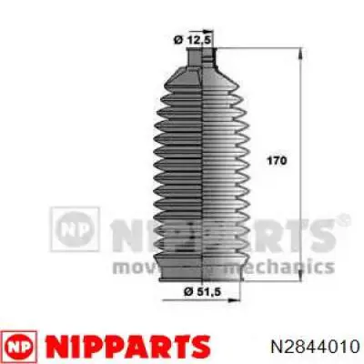 Bota de proteção do mecanismo de direção (de cremalheira) Nipparts N2844010 preço, a partir de 10,21 USD