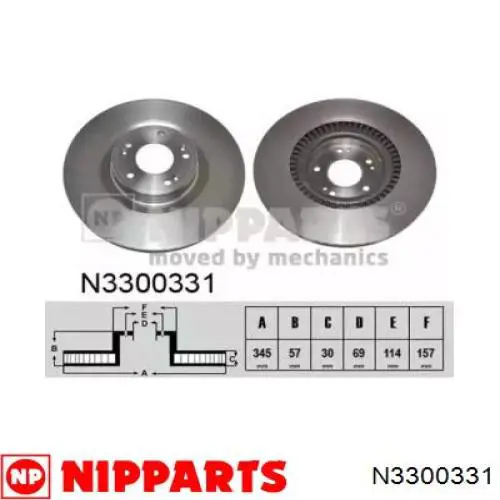 N3300331 Nipparts Disco do freio dianteiro