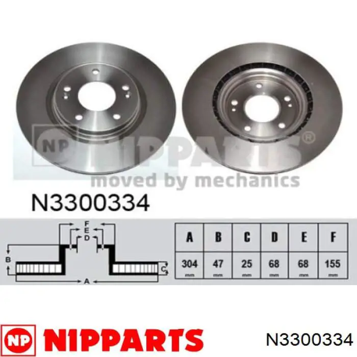 N3300334 Nipparts Disco do freio dianteiro