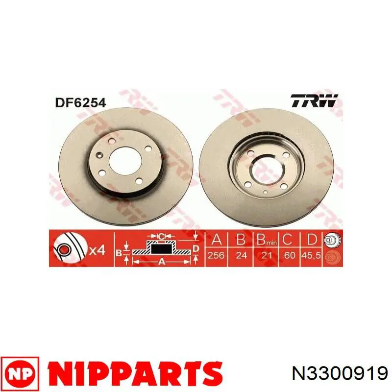 Disco do freio dianteiro Nipparts N3300919 preço, a partir de 54,26 USD