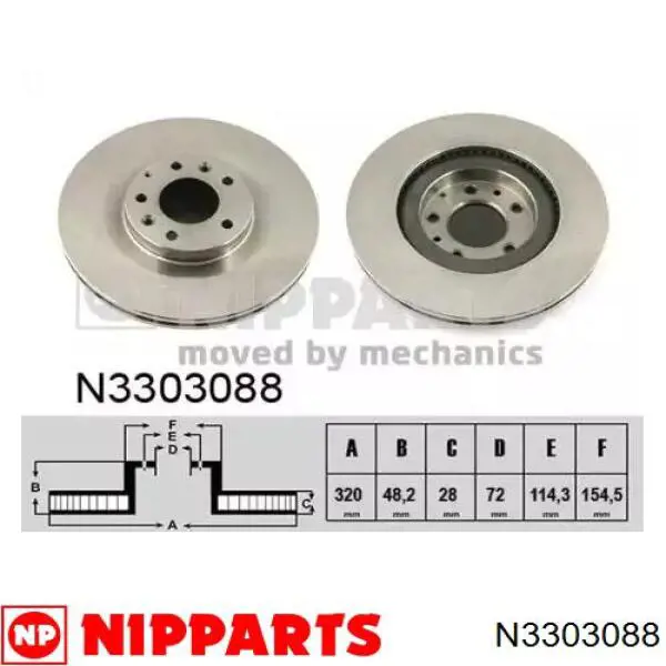 Disco do freio dianteiro Nipparts N3303088 preço, a partir de 62,54 USD