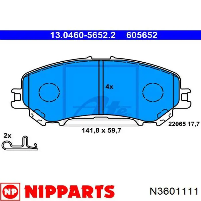 Sapatas do freio dianteiras de disco Nipparts N3601111 preço, a partir de 25,09 USD