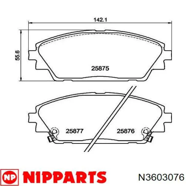Sapatas do freio dianteiras de disco Nipparts N3603076 preço, a partir de 32,40 USD