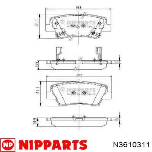 Sapatas do freio traseiras de disco Nipparts N3610311 preço, a partir de 24,37 USD