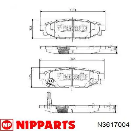 Sapatas do freio traseiras de disco Nipparts N3617004 preço, a partir de 20,18 USD