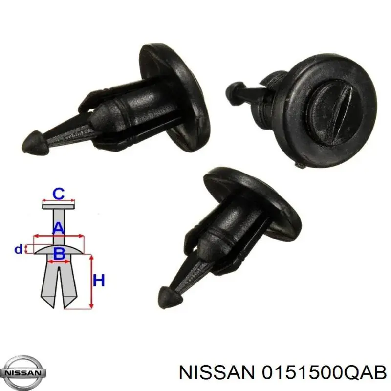 0151500QAB Nissan/Infiniti Cápsula (prendedor) de fixação do pára-choque dianteiro