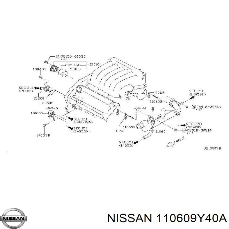 Mangueira (cano derivado) do sistema de esfriamento para Nissan Murano  Z50