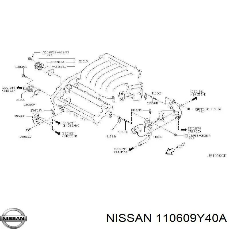 Mangueira (cano derivado) do sistema de esfriamento Nissan Murano  Z50