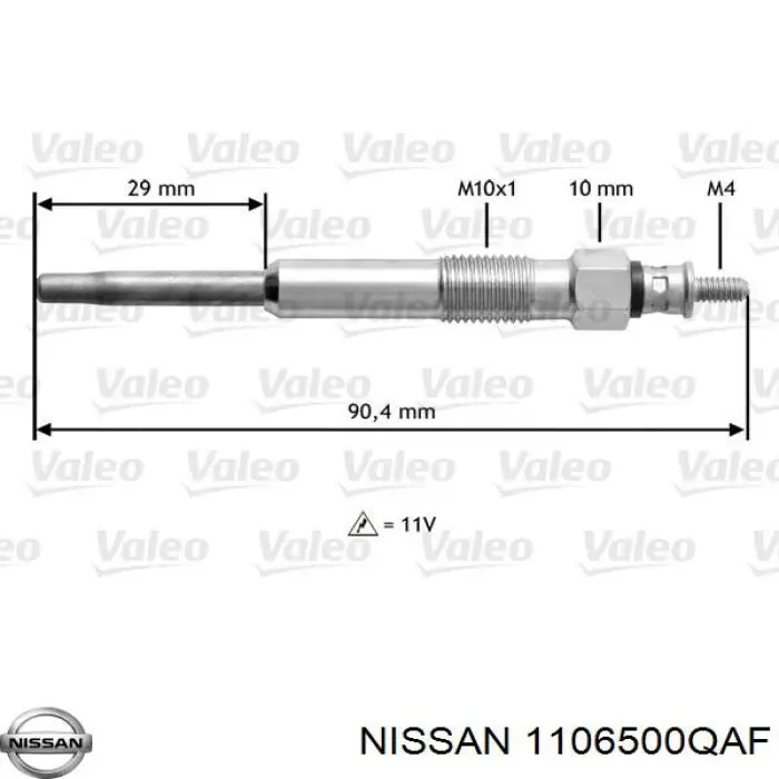 Vela de incandescência Nissan/Infiniti 1106500QAF preço, a partir de 10,10 USD