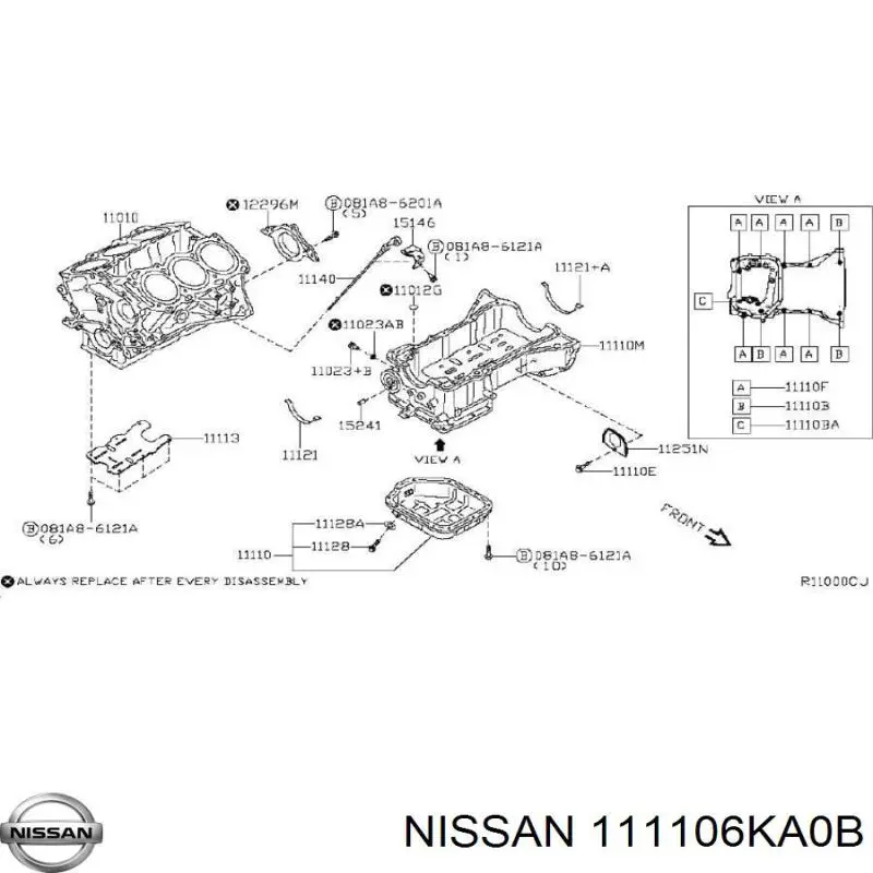 111106KA0B Nissan/Infiniti Panela de óleo de cárter do motor