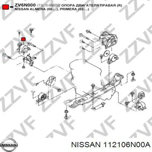 Coxim (suporte) direito de motor Nissan/Infiniti 112106N00A preço, a partir de 33,04 USD