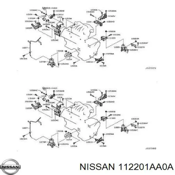 112201AA0A Nissan/Infiniti Consola de coxim (apoio) esquerda de motor