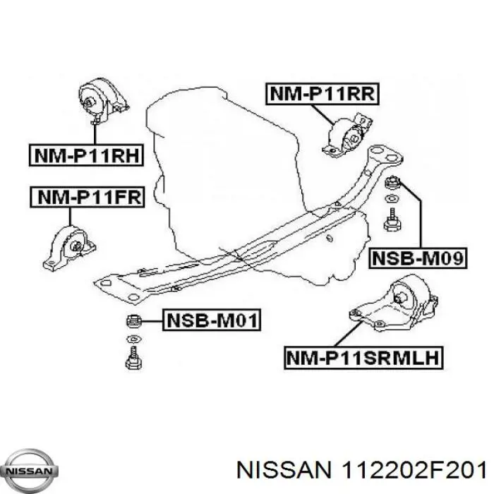 Compre 112202F201 Nissan/Infiniti Coxim (suporte) esquerdo de motor