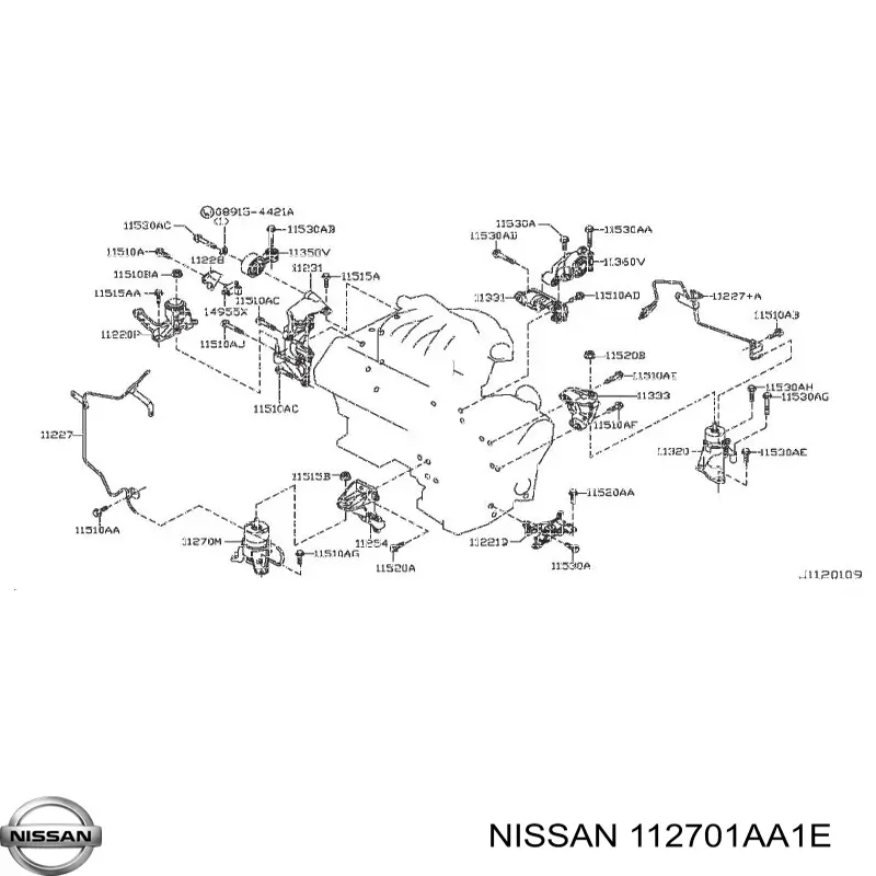 Coxim (suporte) dianteiro de motor Nissan/Infiniti 112701AA1E preço, a partir de 114,69 USD